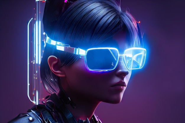 3D rendering futuristic girl cyberpunk