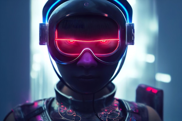 3D rendering futuristic girl cyberpunk