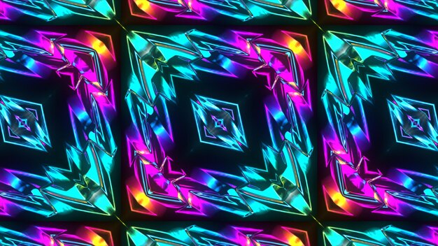 Photo 3d rendering futuristic kaleidoscope patterns psychedelic abstract background