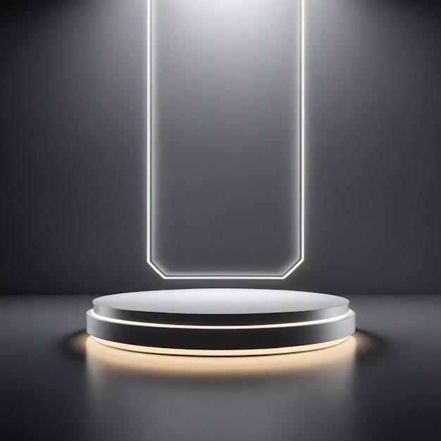 3D Rendering of futuristic podium Blank pedestal for product display