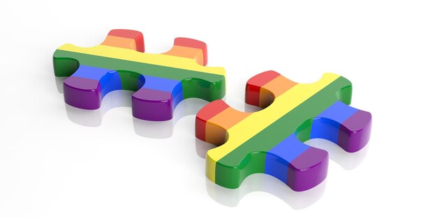 3d rendering gay flag puzzle pieces