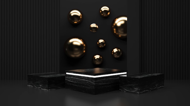 Photo 3d rendering of geometric podiums