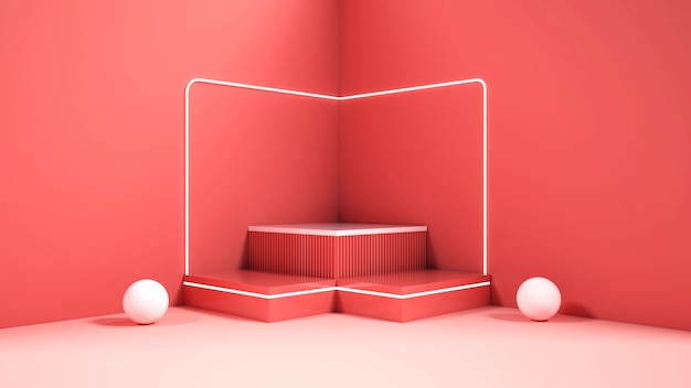 Foto rendering 3d di podi geometrici