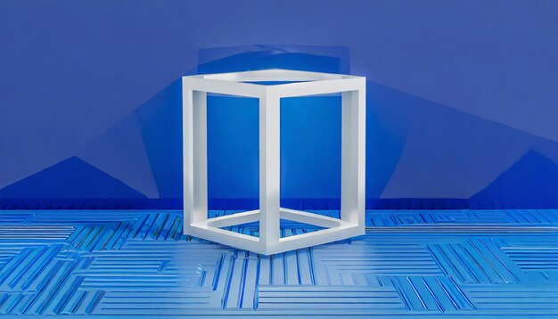 3d rendering of geometric square cube