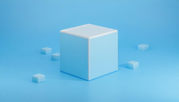 Photo 3d rendering of geometric square cube