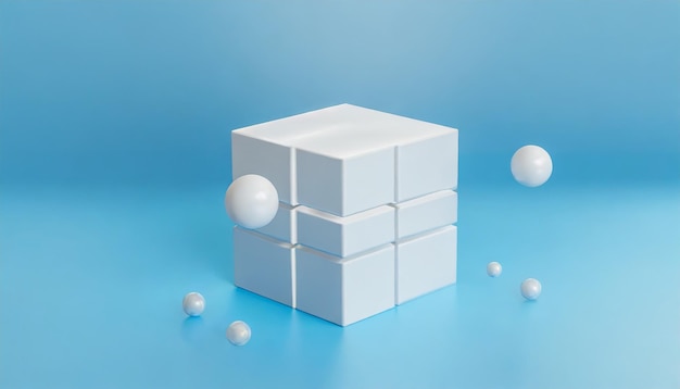 3d rendering of geometric square cube