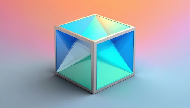 Foto rendering 3d di un cubo quadrato geometrico