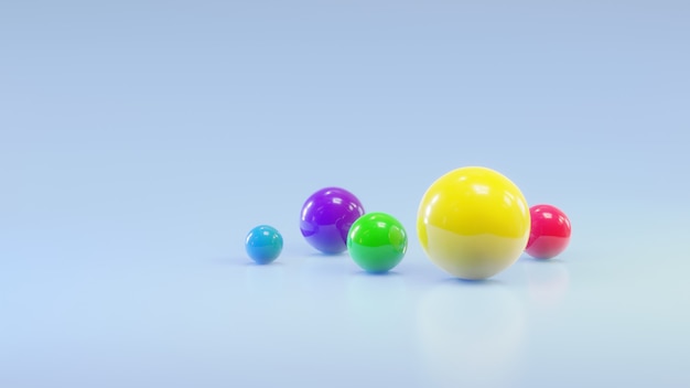 3d-rendering geometrische vormen achtergrond kleurrijke ballen