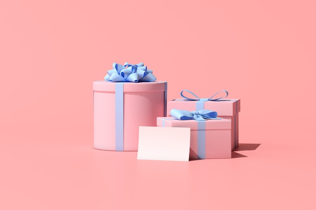 3D rendering of gift box and greeting card.