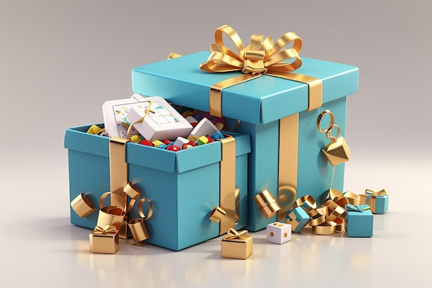 3d rendering of gift box open to show 60 percent discount isolated on white for commercial design 3d render illustration cartoon style