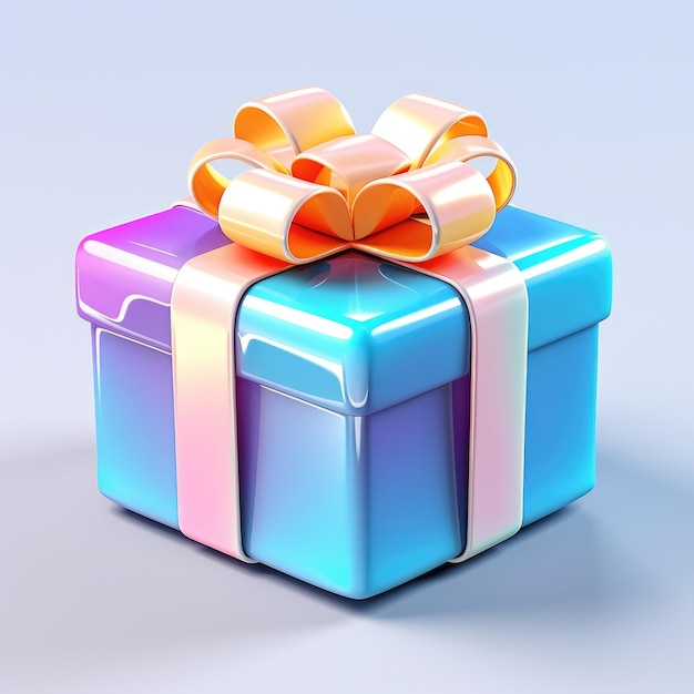 3D rendering of gift box with rounded corners in cartoon style