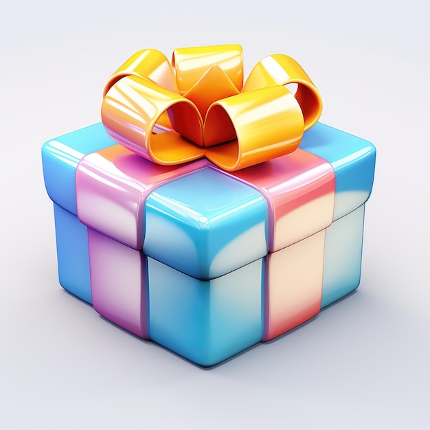 3D rendering of gift box with rounded corners in cartoon style