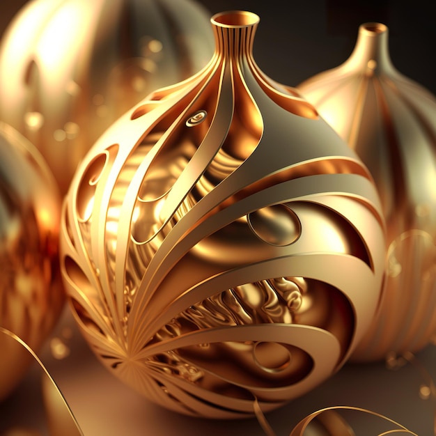 3D-rendering glanzende gouden 3D-rendering kerstmis