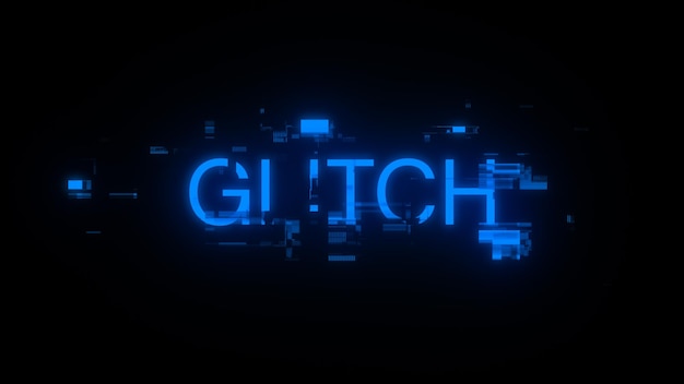 3D rendering glitch text with screen effects of technological glitches