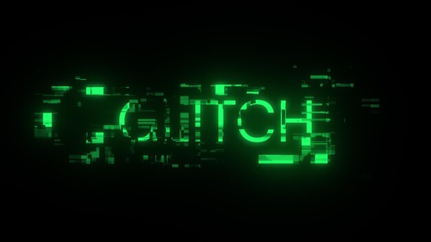 3D rendering glitch text with screen effects of technological glitches