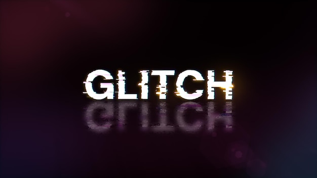 3D rendering glitch text with screen effects of technological glitches