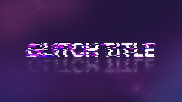 3D rendering glitch titel tekst met scherm effecten van technologische glitches