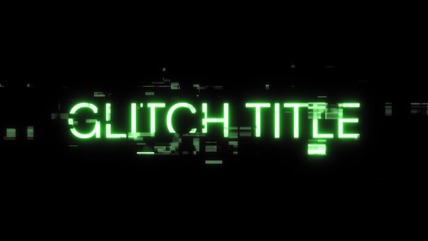 3D rendering glitch titel tekst met scherm effecten van technologische glitches