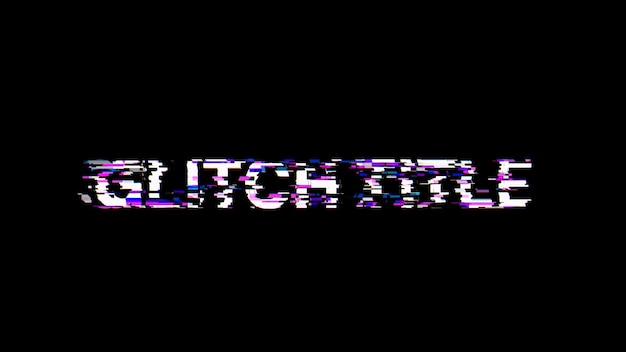 3D rendering glitch title text with screen effects of technological glitches