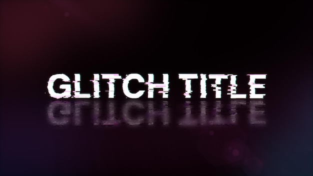 3D rendering glitch title text with screen effects of technological glitches