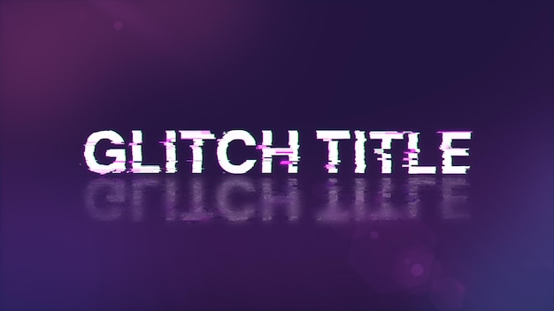 3D rendering glitch title text with screen effects of technological glitches