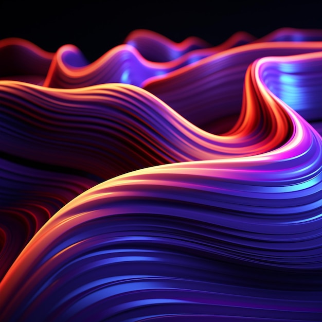 Photo 3d rendering glowing lines neon lights abstract psychedelic background ultraviolet vibrant colo