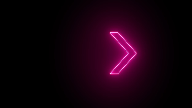 3D rendering of glowing neon arrows on a black background Flashing direction indicators