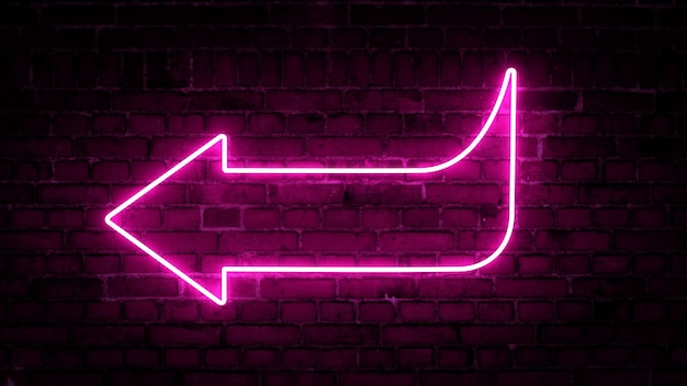 Photo 3d rendering of glowing neon arrows on a brick wall background futuristic laser background