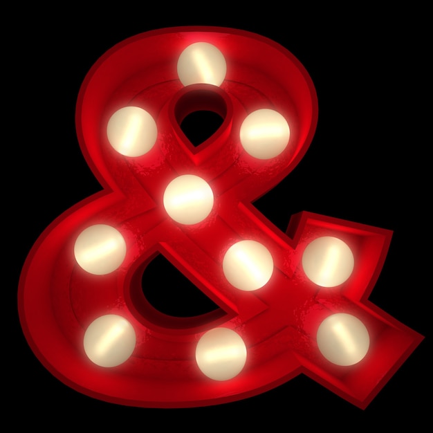 3D rendering of a glowing & symbol ideal for show business signs