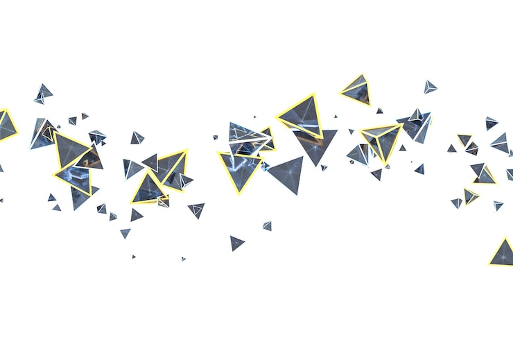 Photo 3d rendering glowing triangle cube with dark background