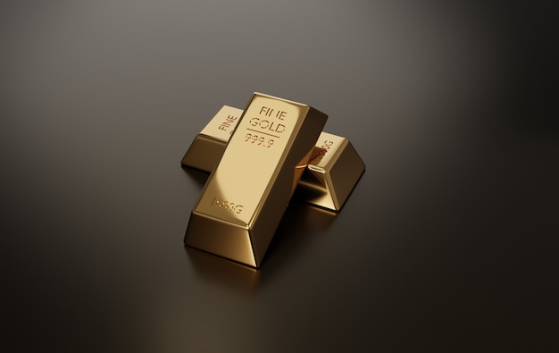 3D Rendering. gold bars. Financial concepts