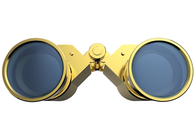 3d rendering gold binoculars isolated on white background