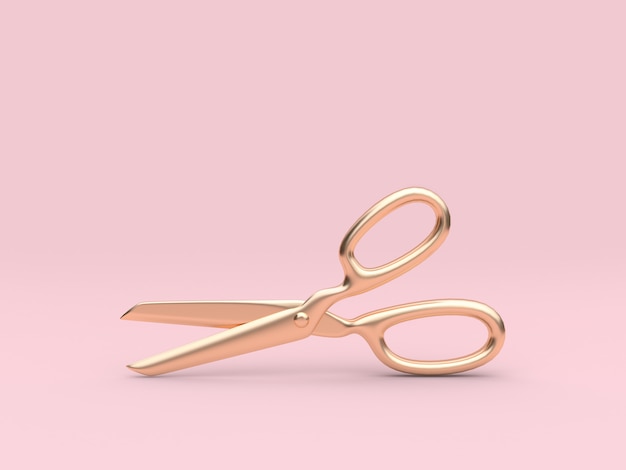 3d rendering gold scissors