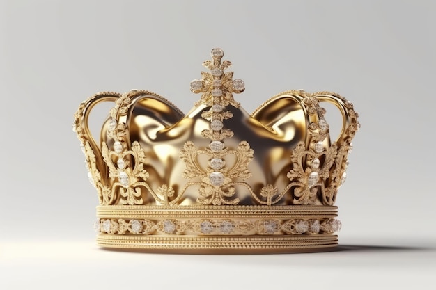 3d rendering golden crown isolated on white background beautiful Generative AI AIG32