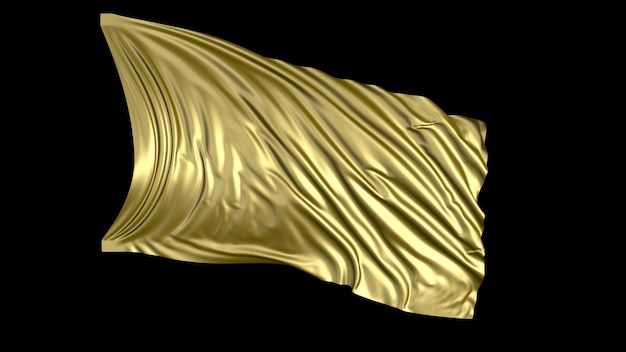 3D rendering of golden fabric The fabric develops smoothly in the wind