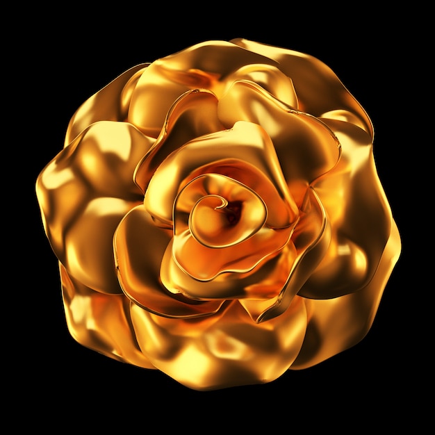 Foto rappresentazione 3d di un fiore dorato