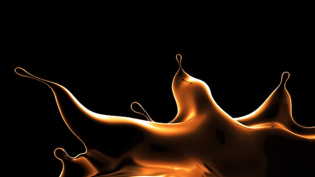 3d rendering of a golden flowing splash