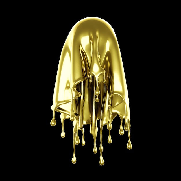 Photo 3d rendering of a golden flowing splash