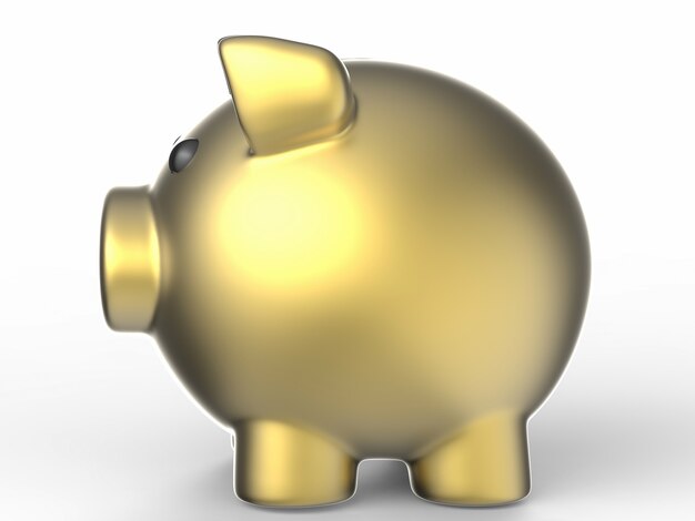 3d rendering golden piggy bank