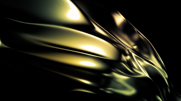 3d rendering of golden pleats and swirls