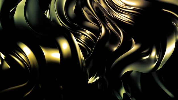 3d rendering of golden pleats and swirls