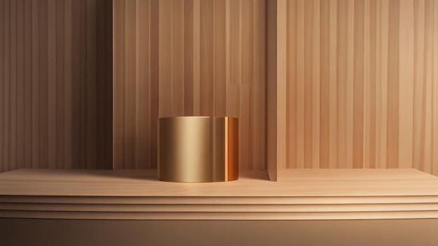 3d rendering of golden podium for product presentation Minimal scene