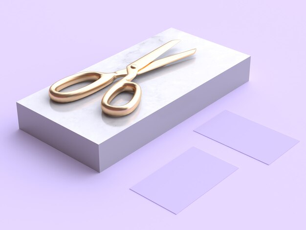 3D rendering of golden scissors