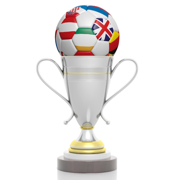 3d rendering of a Golden and Silver trophy