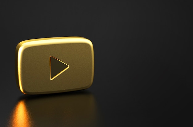 黄金のyoutubeロゴの3 dレンダリング