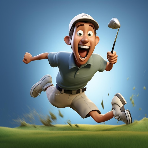 Photo 3d rendering of golf player in action