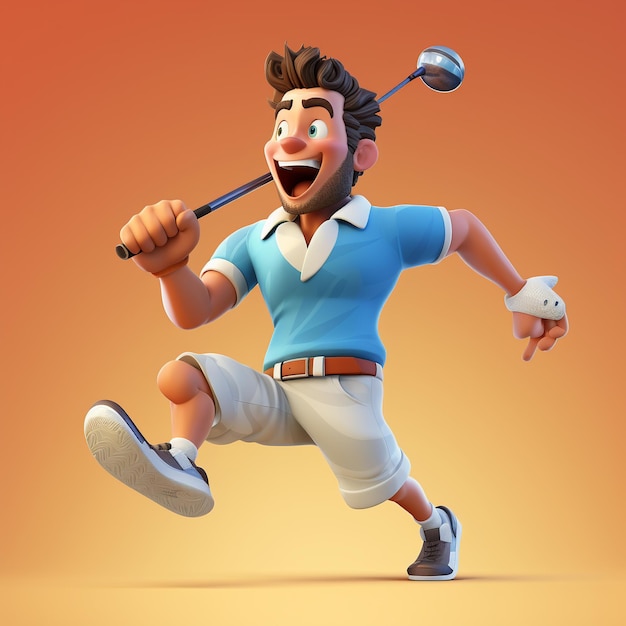 3d rendering of golf player in action