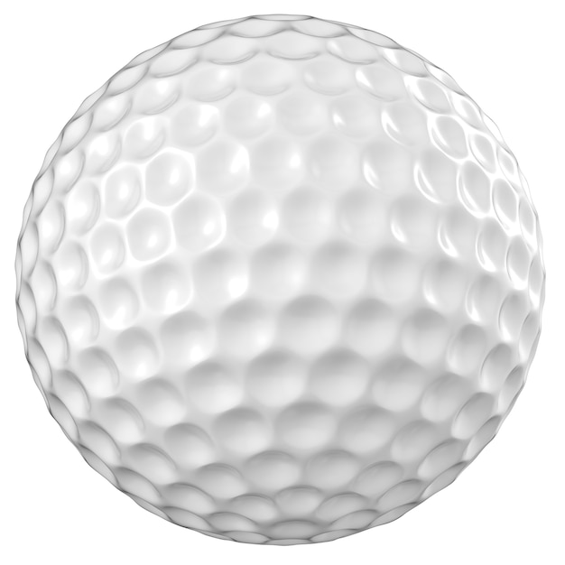 3D-rendering golfbal op wit wordt geïsoleerd