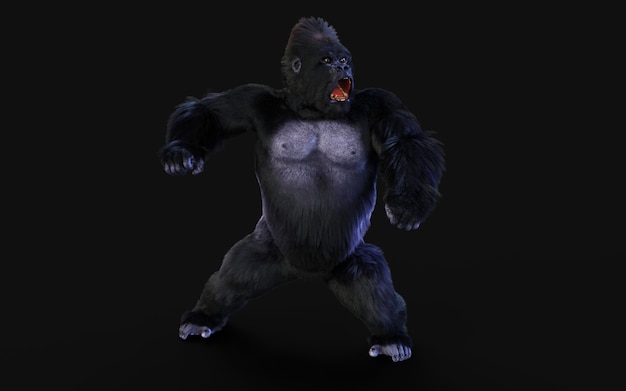 3D rendering of gorilla on dark background