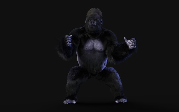 3d rendering of gorilla on dark background